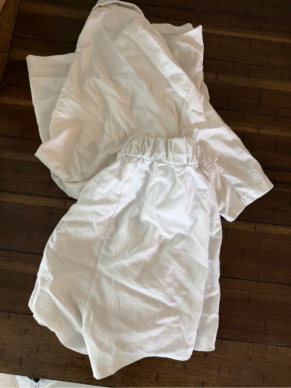 SHEIN White Button Down Linen Shirt & High Waist Shorts Matching Set Size M - Picture 2 of 4